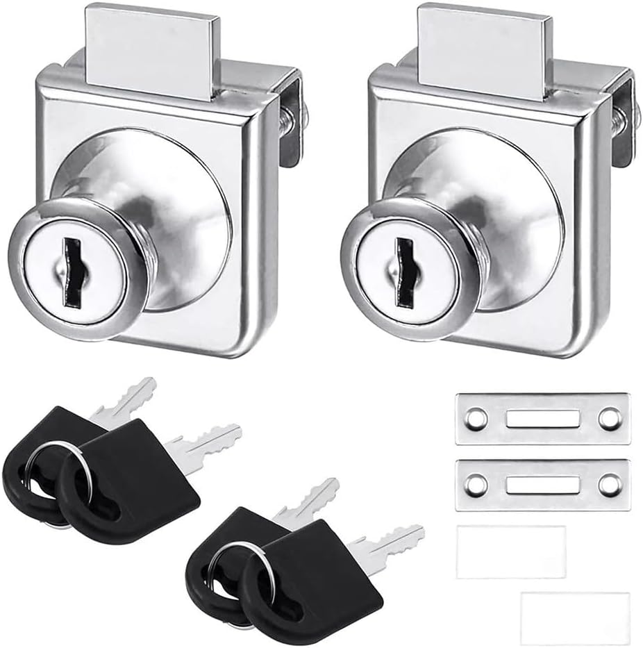 Zinc Alloy Anti Rust Glass Door Locks 2 Pack Offering Secure Solutions for Collectibles in Display Cases or Cabinets (Tongkai)