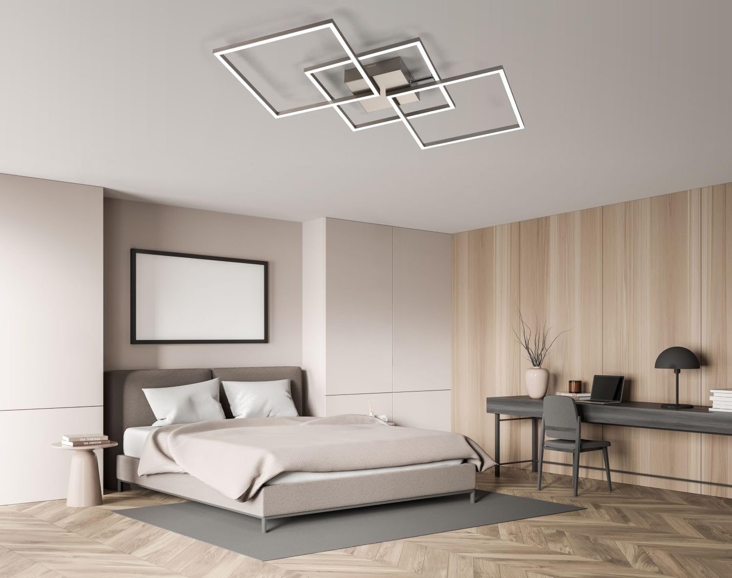 IMPTS LED Deckenleuchte Eckig Dimmbar Deckenlampe 34W Modern Wohnzimmerlampe Metall Deckenbeleuchtung mit Fernbedienung 3000-6500K fur Schlafzimmer Wohnzimmer Küche Flur Balkon