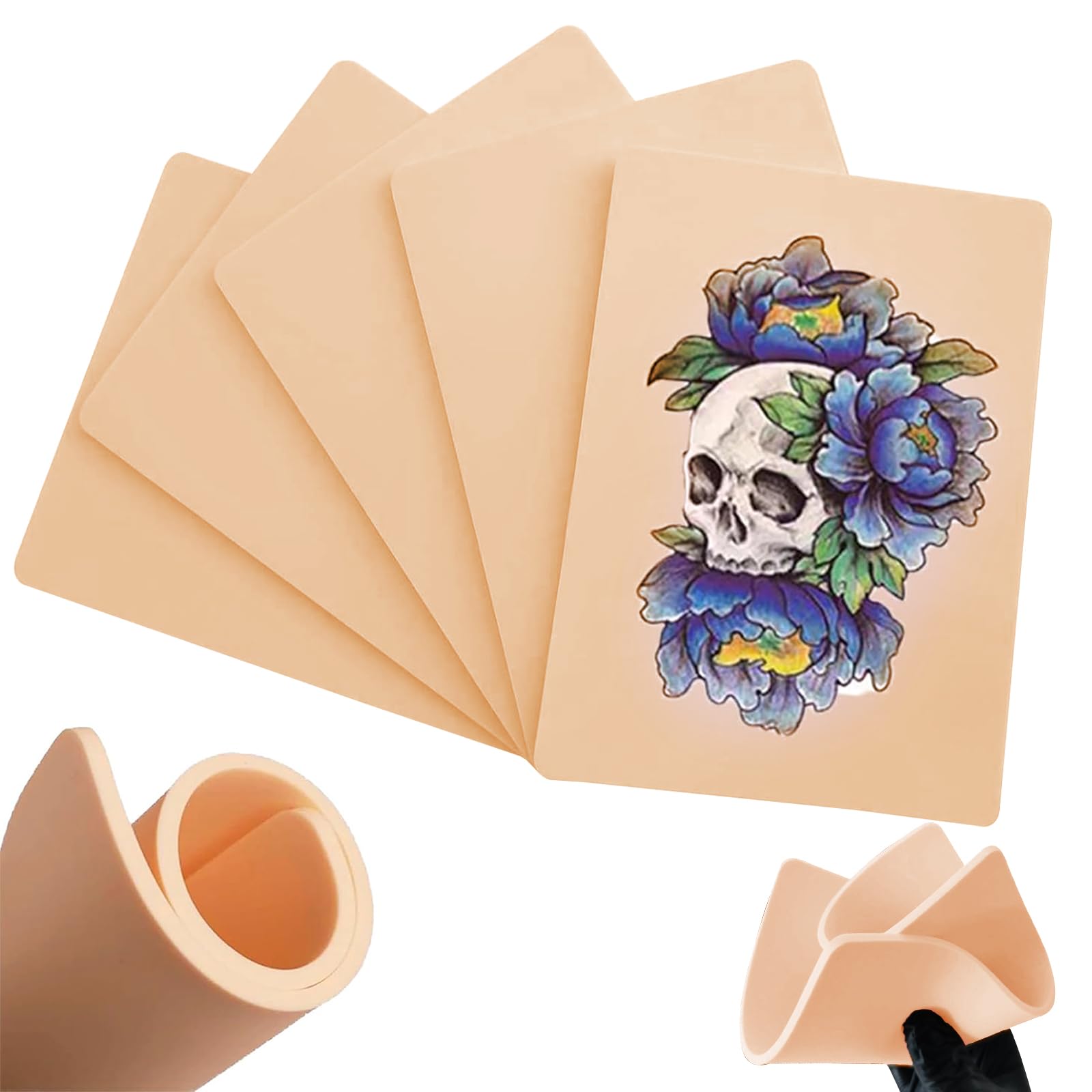 Fake Skin,5 Pcs Skin Practice,Blank Skin Practice, 5 Pcs Fake Skin,Practice Skin Double Sides,3mm Silicone Practice Skin for Beginners and Artists 15 * 20