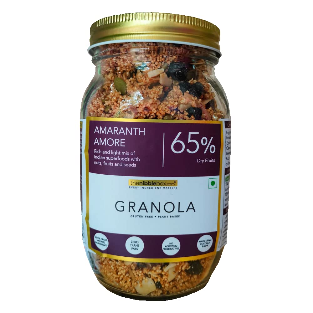 thenibblebox Amaranth Amore Granola, 400g Jar [65% dry fruits, gluten free, vegan friendly, no refined sugar] (B07CYQRX5W) Amazon Price History, Amazon Price Tracker