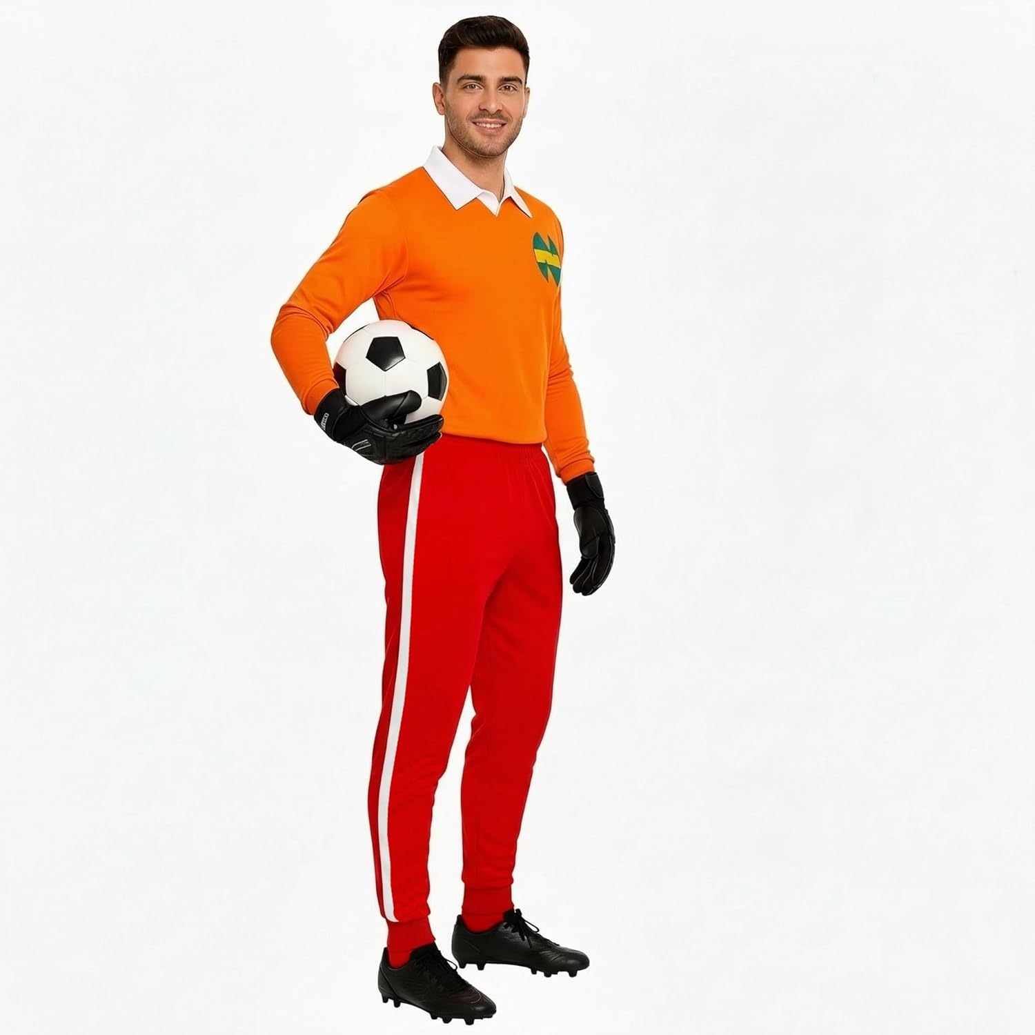 Footex Complete Goalkeeper Football Cosplay New Team Benji Price Football Uniform Customisable Orange Retro Sports Costume