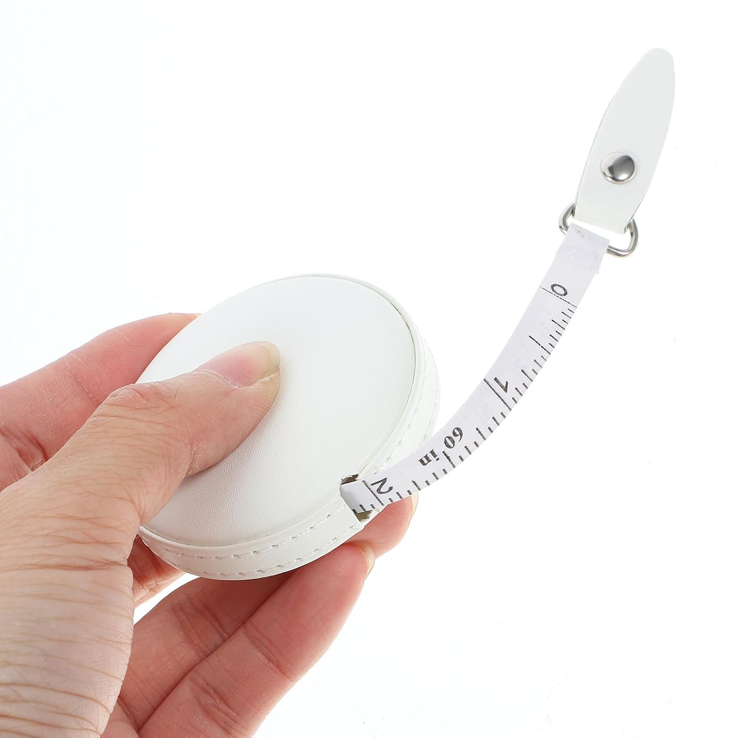 ibasenice 2pcs Portable Pu Leather Retractable Tape Measure for Body and Waist Measuring, Small Size Practical Pocket Tape Measure for Carrying in Purse or Pocket, Pink and White