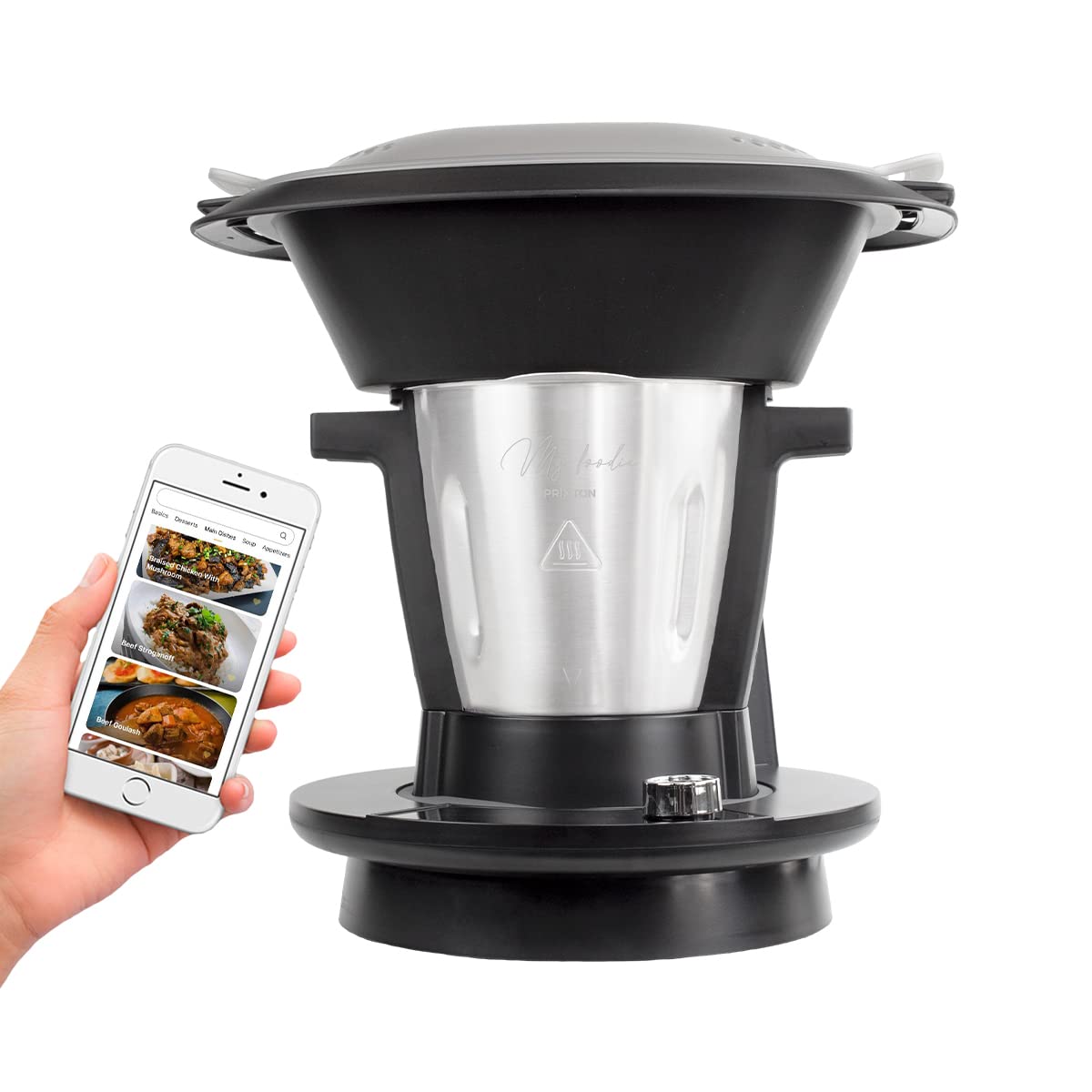 PRIXTON - Robot da Cucina Wi-​Fi Multifunzione My Foodie - Potenza 1000 Watt - 10 Funzioni - Ricettario Online - Touch Screen - Ciotola Acciaio Inossidabile