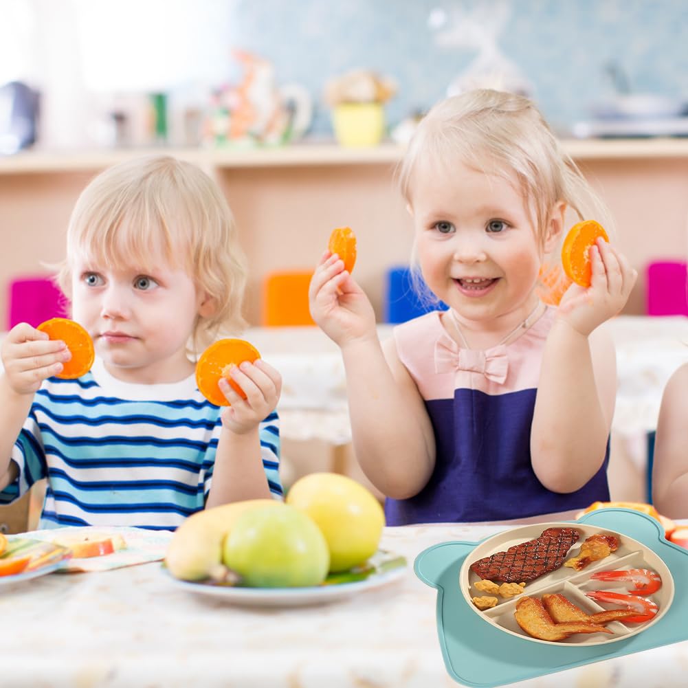 Set De Table Silicone Ours Bébé - 2 Pièces Antidérapantes