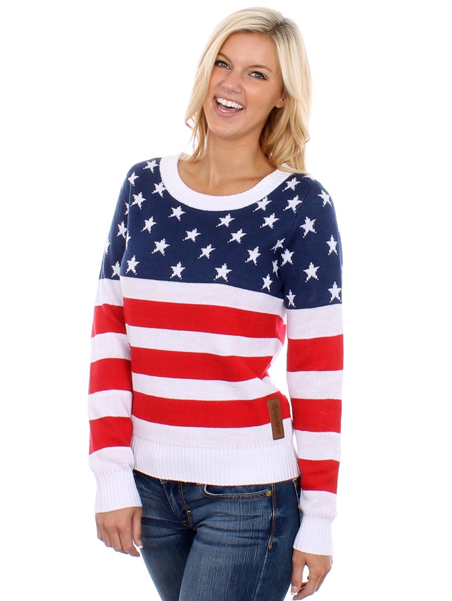 Tipsy Elves Women's American Flag Sweater - USA Sweater