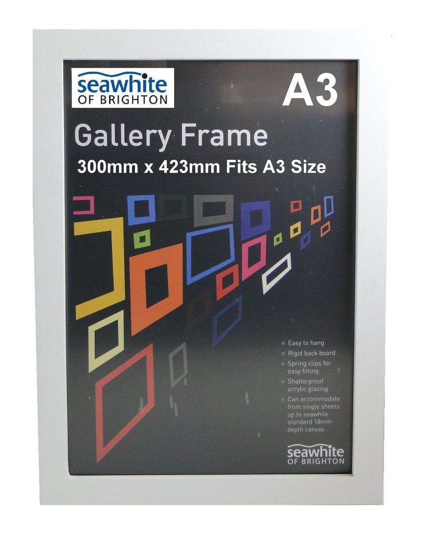 Seawhite White Sea A3 Artist Wooden Gallery Frame Photo Frame Picture Frame Shatterproof Acrylic 36Mm Deep (300Mm X 423Mm To Fit A3)