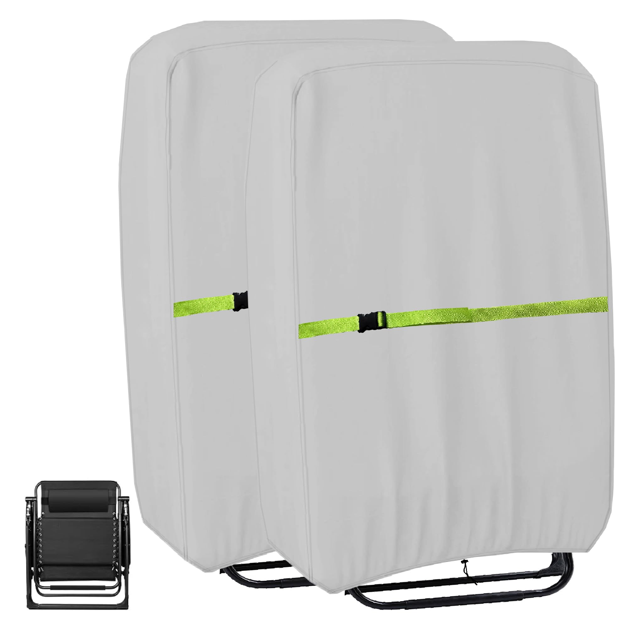 Klappstühle Schutzhülle 2 Stück, 600D Gartenstuhl Abdeckung Wasserdicht, Winddicht, Anti-UV, Staubdicht für Gartenmöbel Liegestuhl Klappbar Deckchair, Balkonmöbel Abdeckung mit Beutel