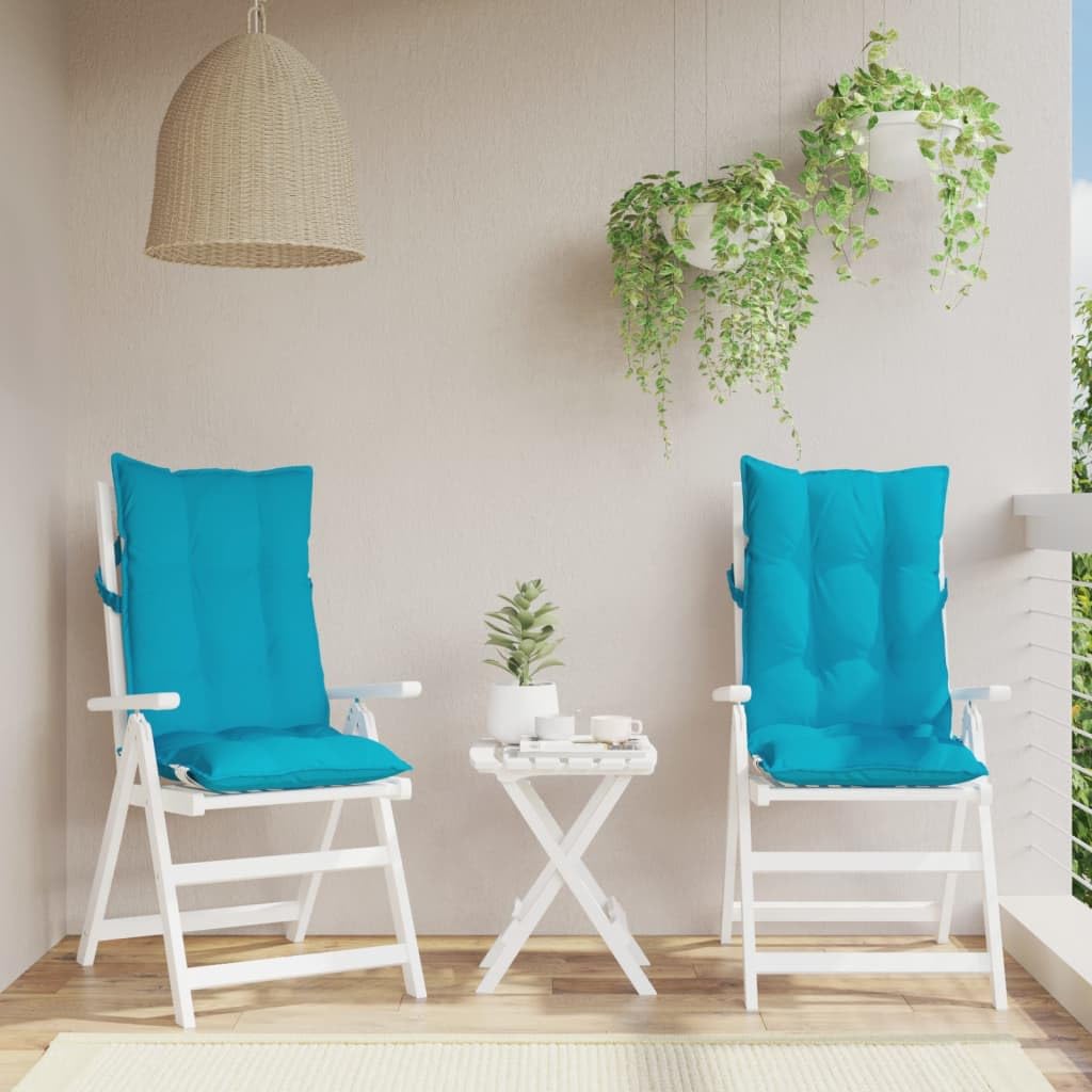 2 cojines de respaldo alto, turquesa, tela Oxford, impermeable, acolchada, antideslizante, suave, para jardín, balcón, terraza, interior, 120 x 50 x 7 cm