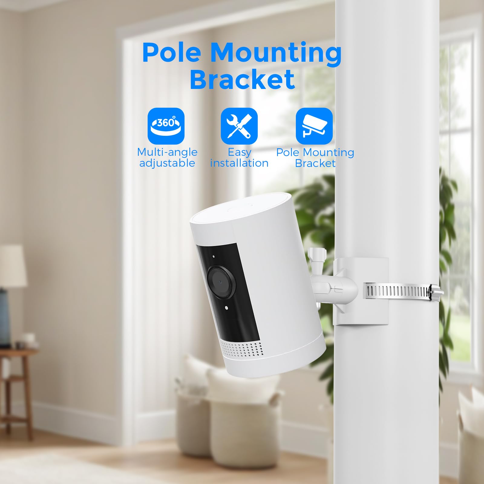 Supporto Universale Per Asta Da Palo Per Arlo Pro 4, Pro 3, EufyCam 2C/2C Pro/3/3C, EufyCam 1/2/E, Arlo Ultra E Ultra 2, Bianco 1 Pz