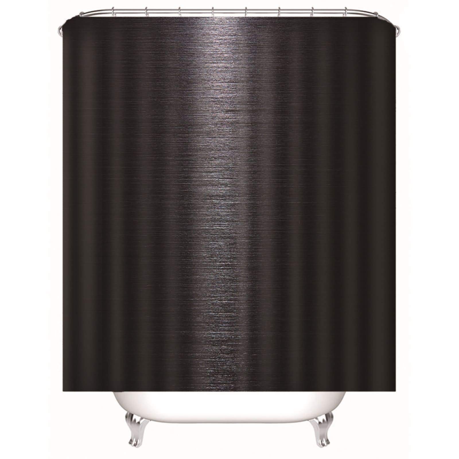 Rideau Douche Anti Moisissure et Imperméable Tissu Noir Lavable 180x180 cm avec Crochets