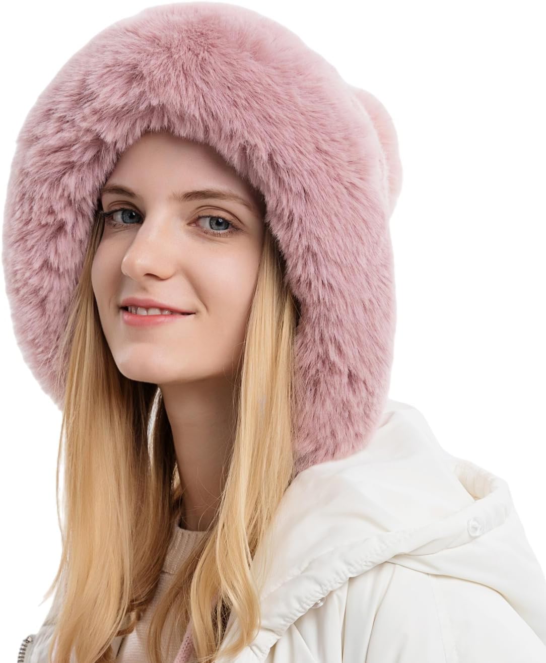 Women Winter Peruvian Cover Ears Beanie Hat Ear Flaps Sherpa Ski Snow Hats Knit Fleece Lined 3 Pom Pom