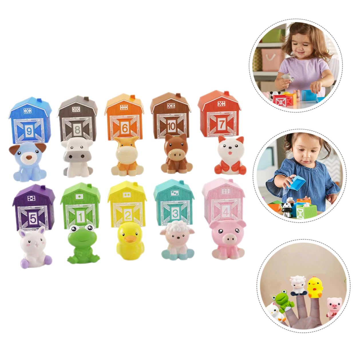 Angoily Marionetas de Dedo de Animales Granja 10 Piezas Flexibles Plásticas Color Mezclado para Juego Educativo y Desarrollo Sensorial Infantil Varios estilos