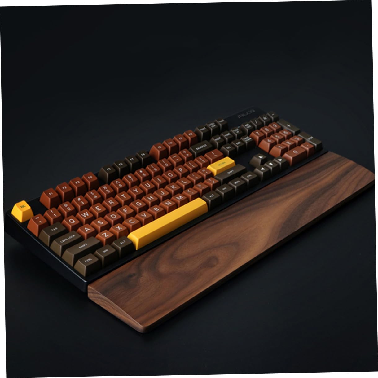 Walnussholz Handgelenkauflage 440mm für Computer Tastaturen | Kaffeefarbene Ausführung, Natürliche Maserung und Feine Verarbeitung, Ergonomische Form für Schreibtisch