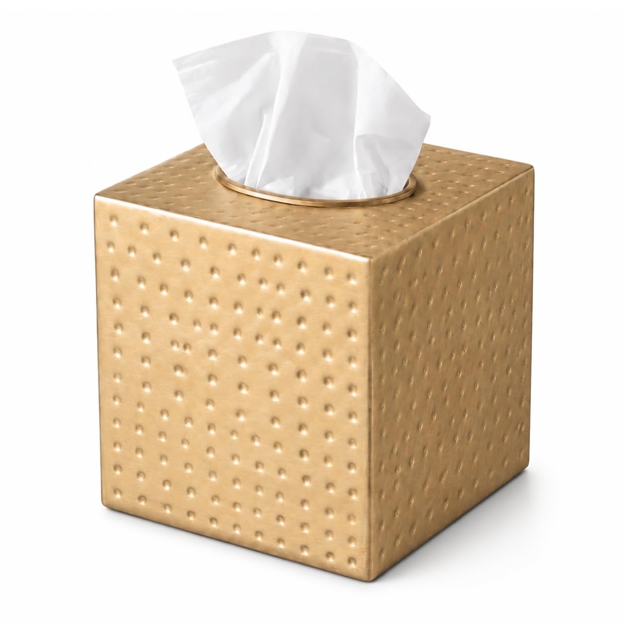 Brushed Gold Tissue Box Cover - Modern Bathroom Decor -1