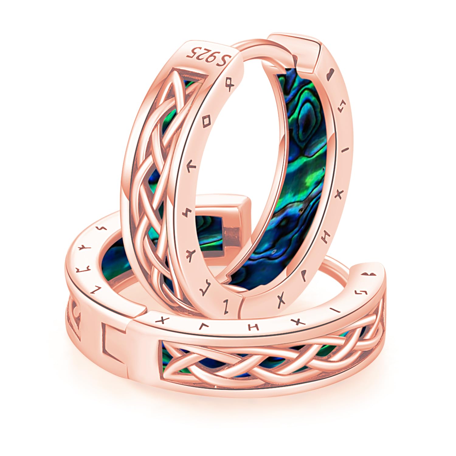 Orecchini vichinghi Orecchinis Nodo celtico in Argento sterling 925 e Orecchini oro rosa runa nordica, Cerchio Ipoallergenici Gioielli Regalo per Uomo e Donna