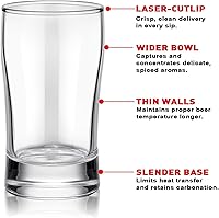 Vista 4 de Bokon 12 vasos de cerveza, vasos pequeños de jugo, vasos de té helado, vasos de base pesada, vasos de vidrio transparente a granel para agua