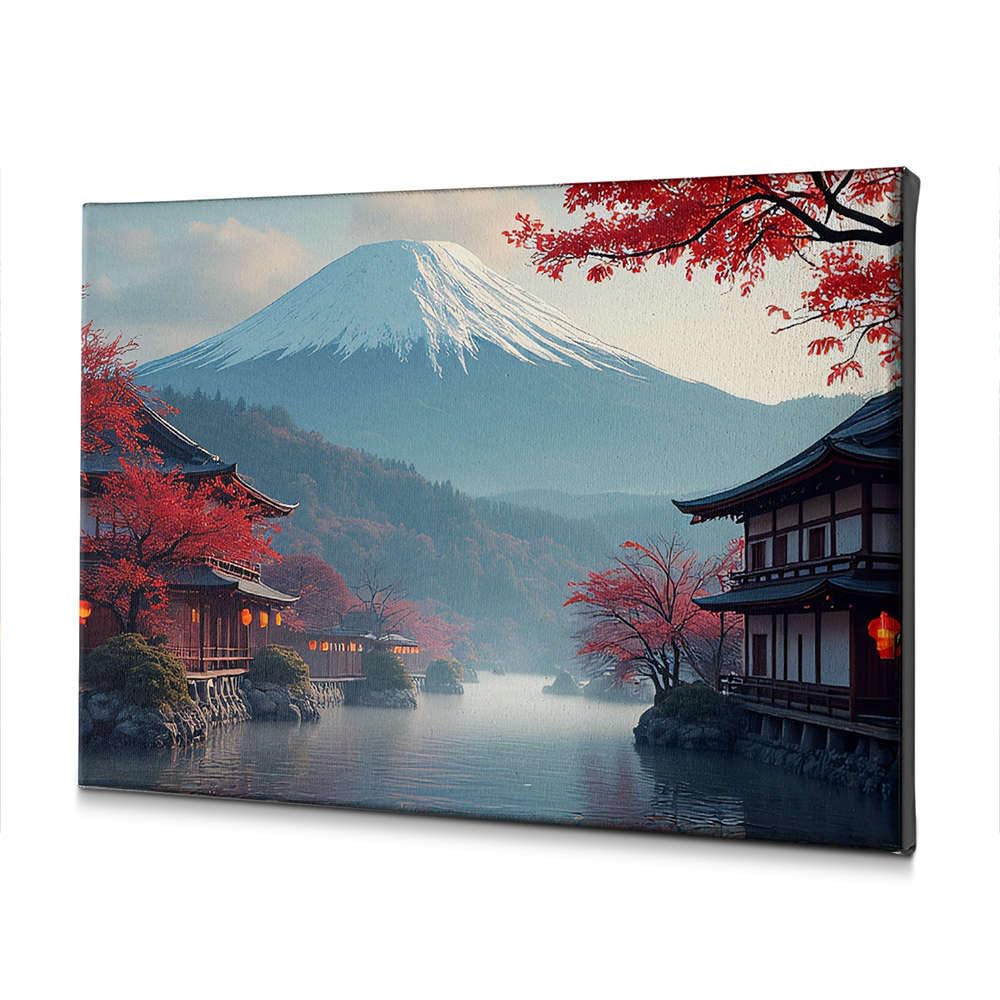 Mont Fuji tableau déco sur toile paysage japonais d'automne 40x60cm