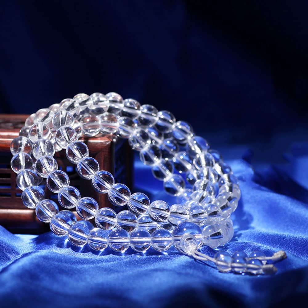 Meditación de Perlas, Collar de Cristal Blanco brasileño Natural, Rosario Buda 108 for meditación oración Mala Unisex