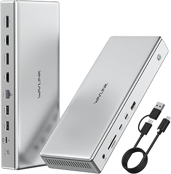 WAVLINK Global First 10K Type-C DisplayLink Premium Docking Station 2xDP1.4/2xHDMI2.0 Single 10K@60Hz Dual 8K@60Hz Quad 4K@60Hz M1/M2/M3 Mac and Windows 100W Charging USB 3.2-A/C USB-C PD 30W 5 in 1 C