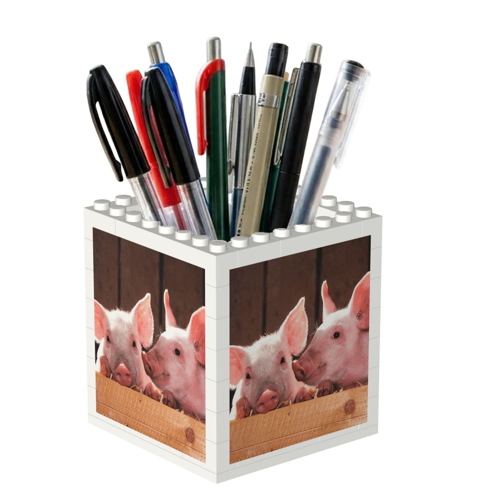 Poadnly Cute Little Pigs, Pen Pot Pencil Holder for Office Home School, Compact Desk Organiser for Office Stationery