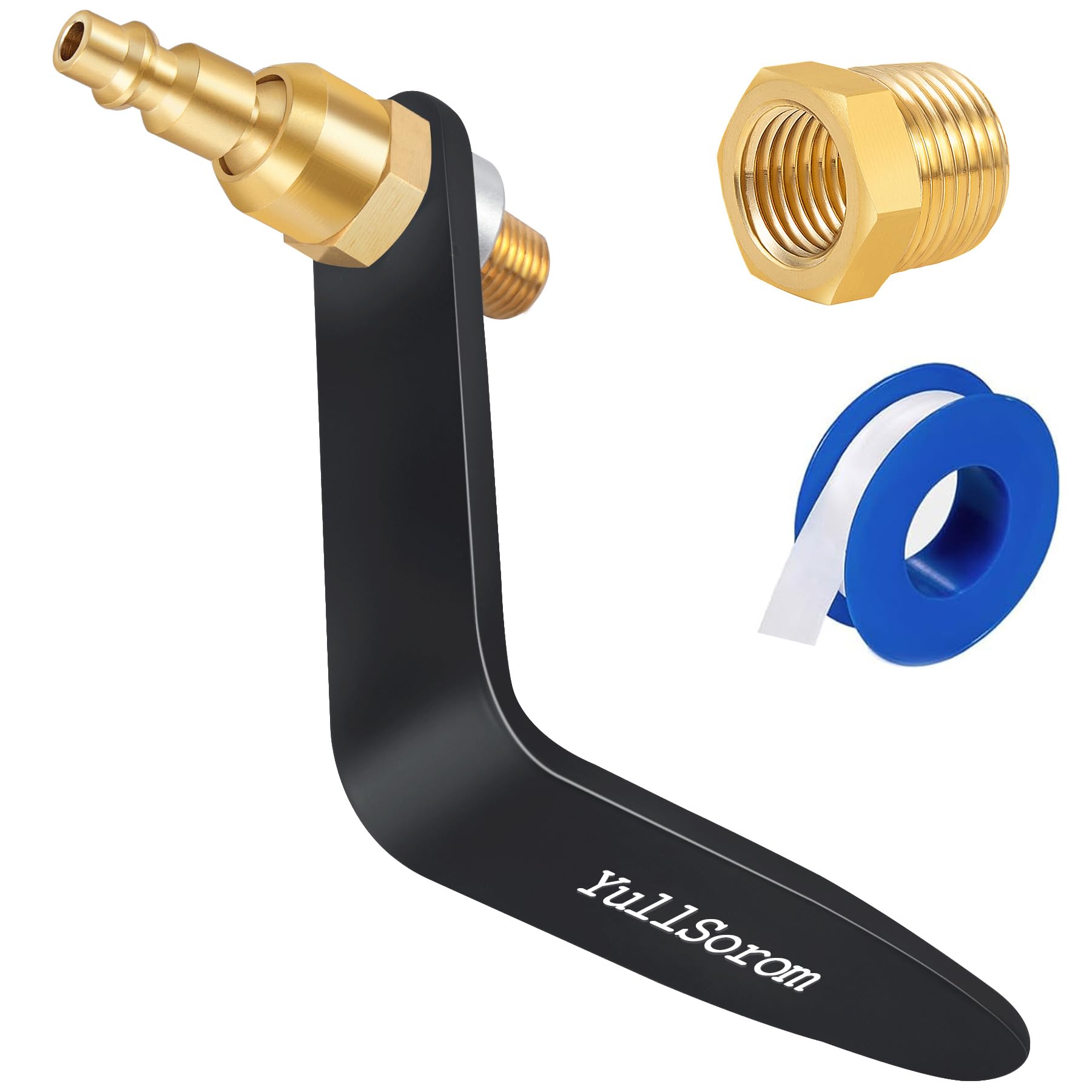 YullSorom 1-3/4" Aluminum Pneumatic Tool Hook with 1/4" Air Tool Swivel Fitting and Brass Bushing, Aluminum Pneumatic Tool Rafter Hook Hanger for Air