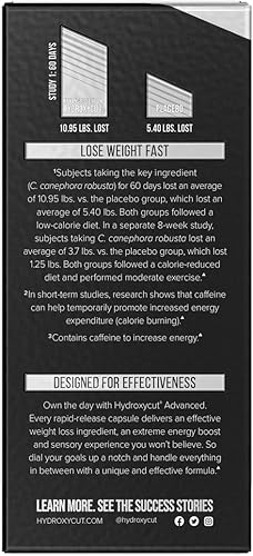Miniatura 6 de Hydroxycut Black suplemento para bajar de peso 60 cápsulas líquidas de liberación rápida