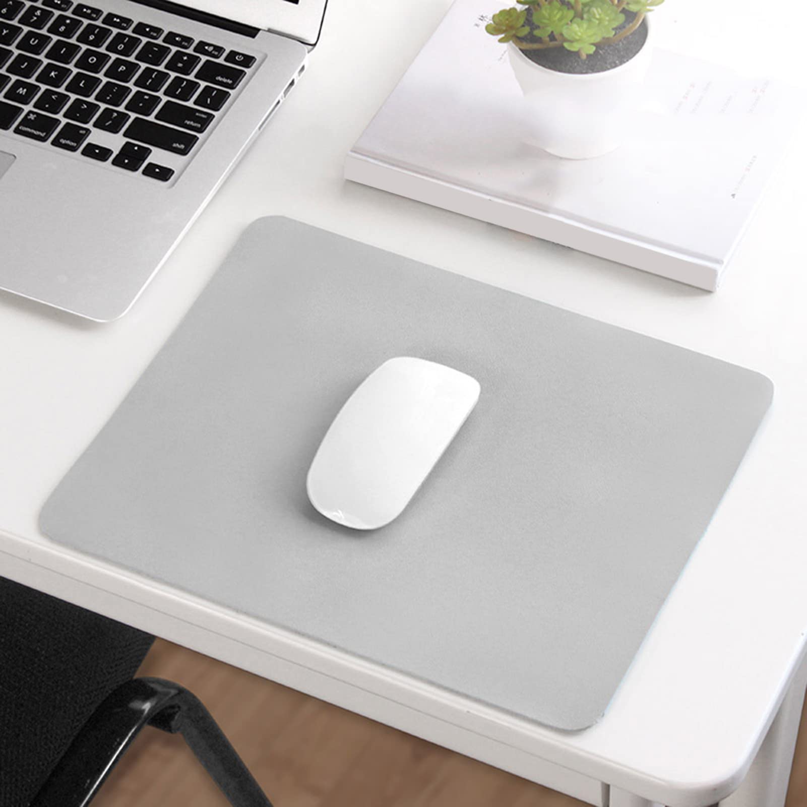 ZPEE Leather Small Mouse Pads,Gaming Mouse Pad for Desk Not-Slip Mice Mat Pad Waterproof Mouse Mats for Computer-Grey 30x24cm