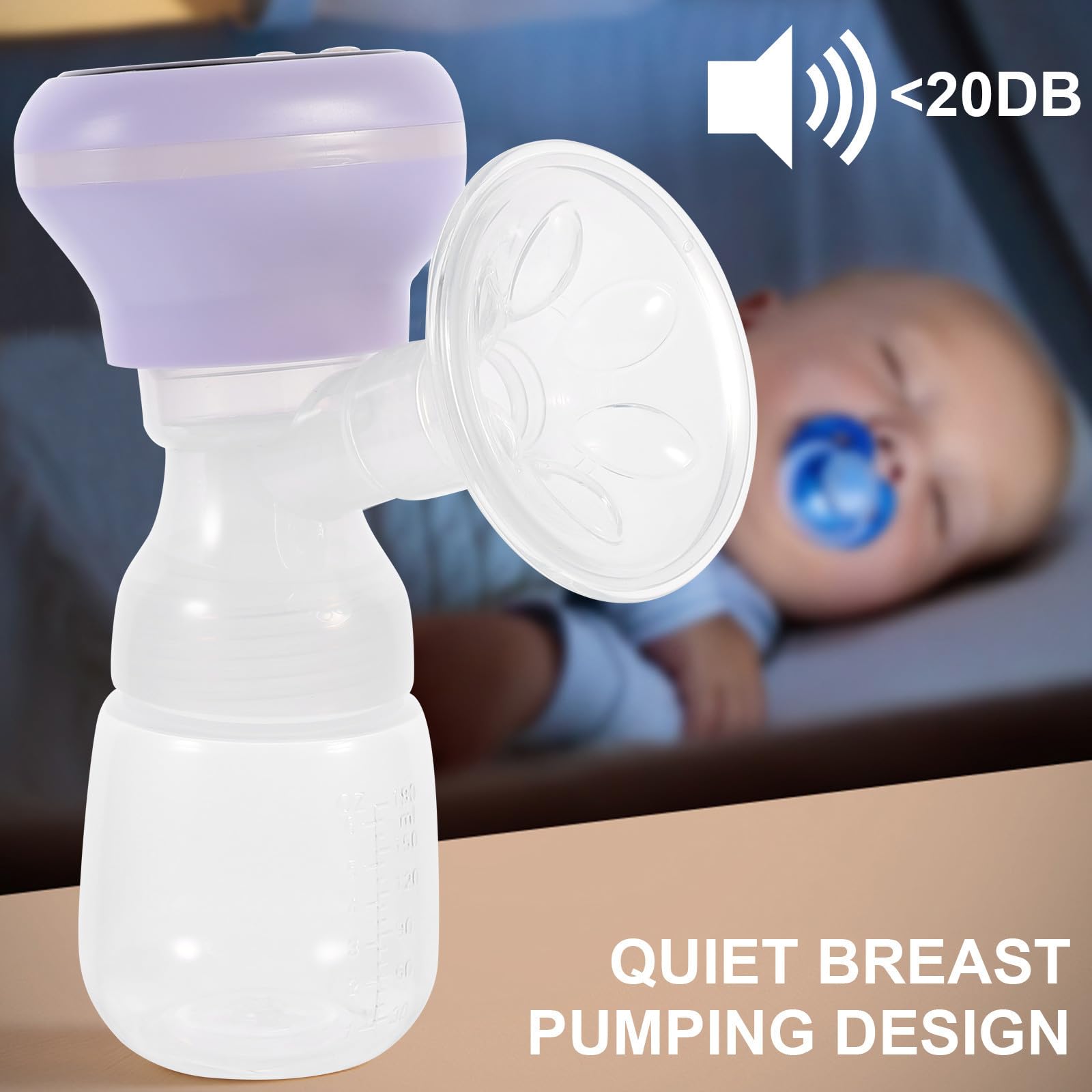 iplusmile Einseitige mit 9 Gängen und 106° Weitwinkel Silikonmaterial 180ml Kapazität Leise USB Wiederaufladbare Milchabsaugung für Mütter