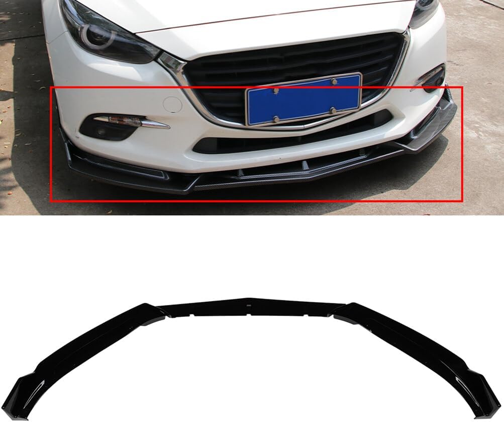 ECCPP Front Bumper Lip PP fit for 2014-2018 for Mazda 3 Axela Front Lip Spoiler Glossy Black Front Lip Body Kit