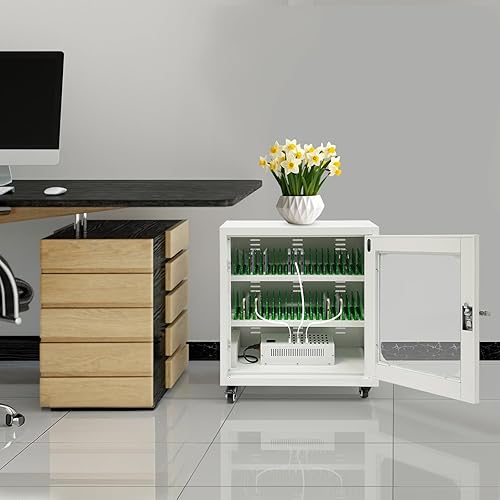 Miniatura 7 de Mobile Phone Charging Cart 40-Port Charging Station with Cable Slot, Phone Charging Cabinet for Office, Gym, School, Library-for Phones up to 8