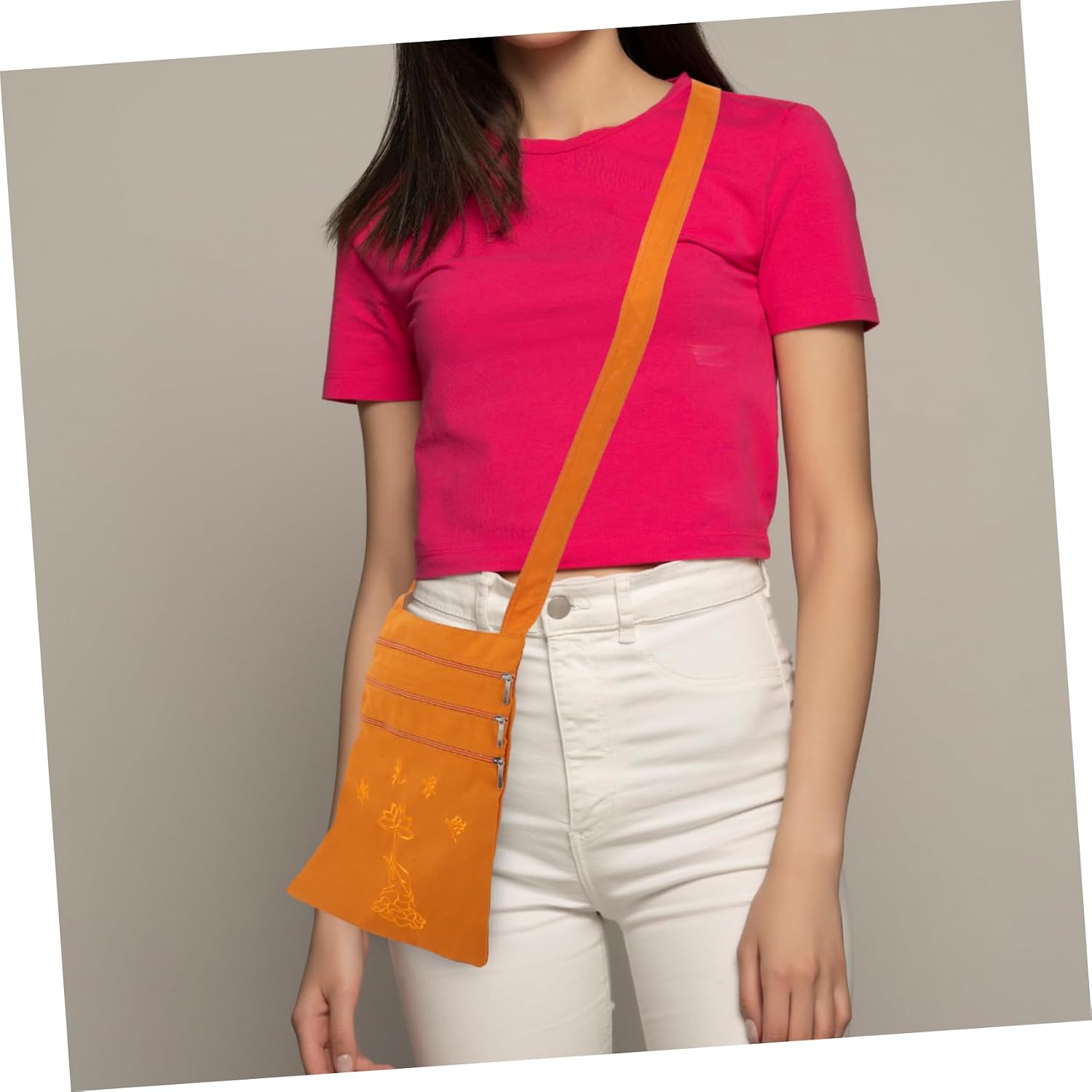 Xmas Buddhist Crossbody Sling Organizer Bag for Prayer Items Orange image 3
