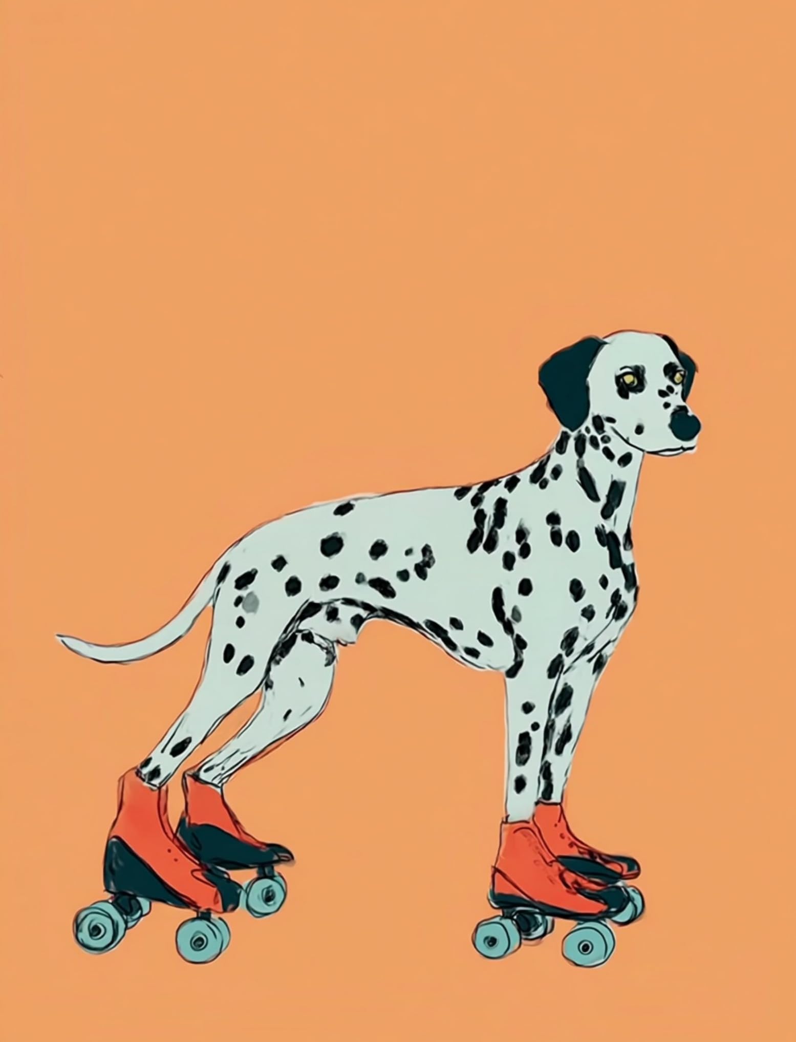WANGWANGMIAO Paint by Numbers for Adult (Dalmatians Rollerblading) DIY Canvas Oil Painting Kit for Kid with Paintbrushes Acrylic Pigment Drawing Paintwork Gifts 16x20inch，with Frame