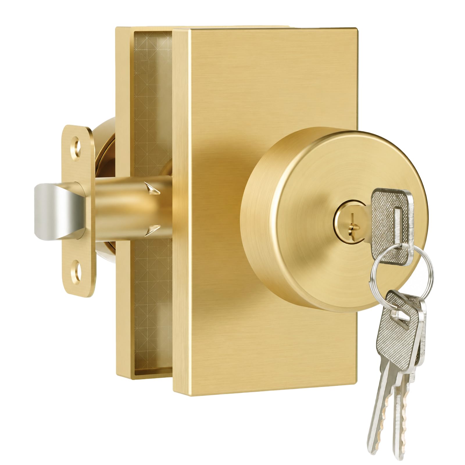 Satin Brass Privacy Door Knob with Lock -9
