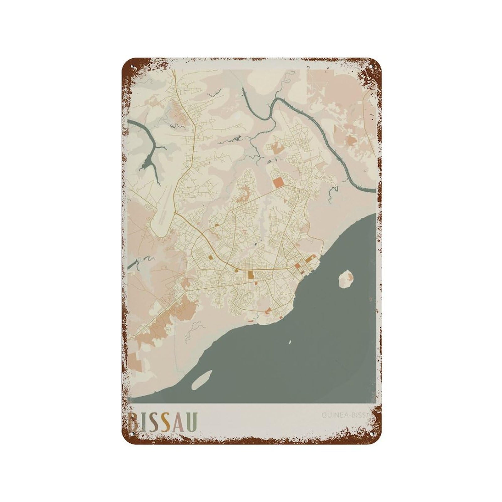 xiaoxiaoshen Bissau Map Guinea (2) Wall Decor Art Metal Tin Poster Modern Home Decor Art Home Bar Shop Decorations Vintage Sign 30x20cm