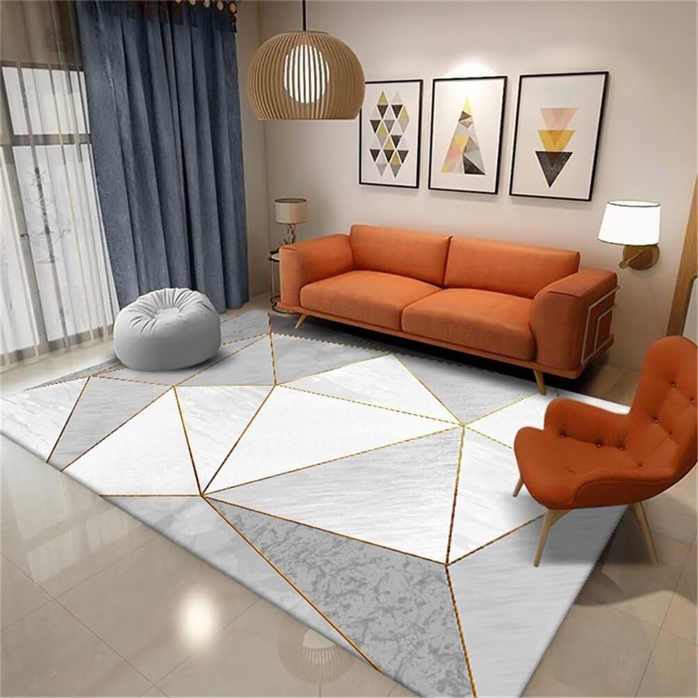 Chambre grand tapis gris géométrique 120x120 cm doux pour salon moderne