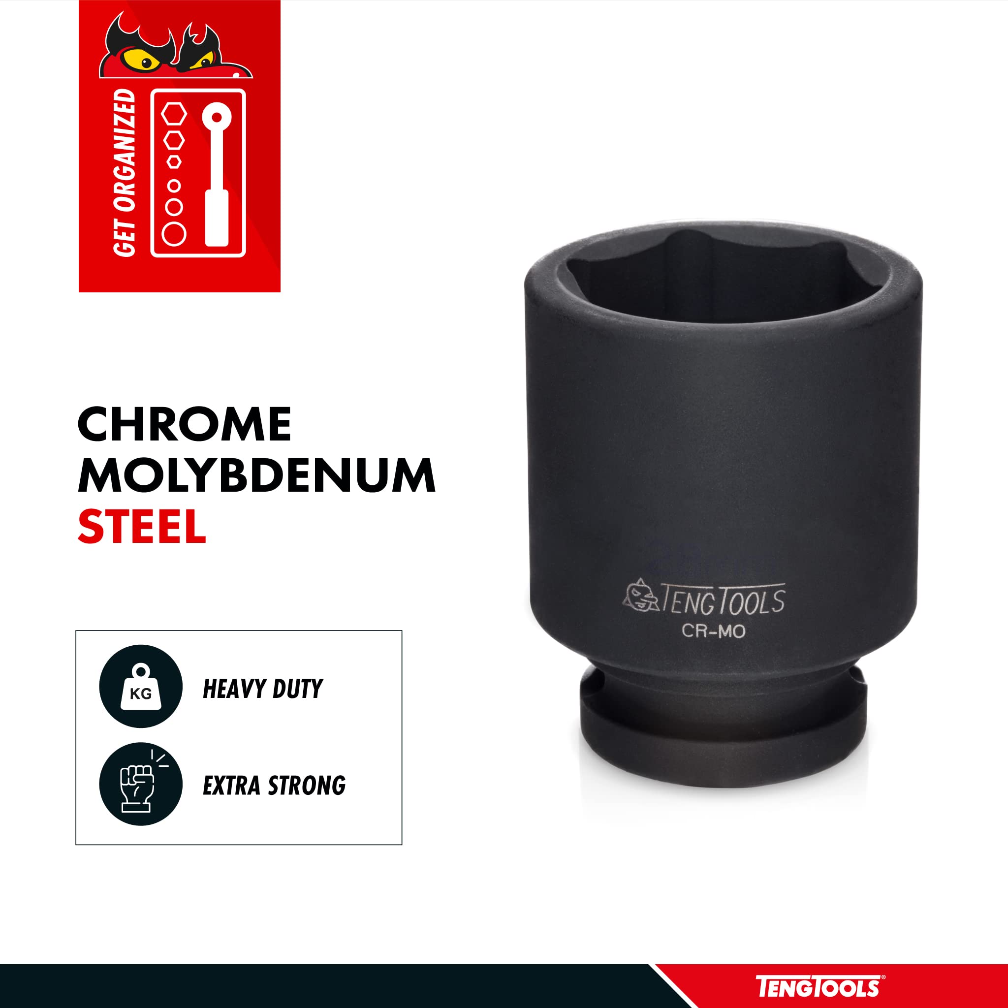 Teng Tools 14MM 3/8 Inch Drive ANSI 6 Point Metric Shallow Chrome Molybdenum Impact Socket | Mechanic Tool | Hand Tool - 980514-C