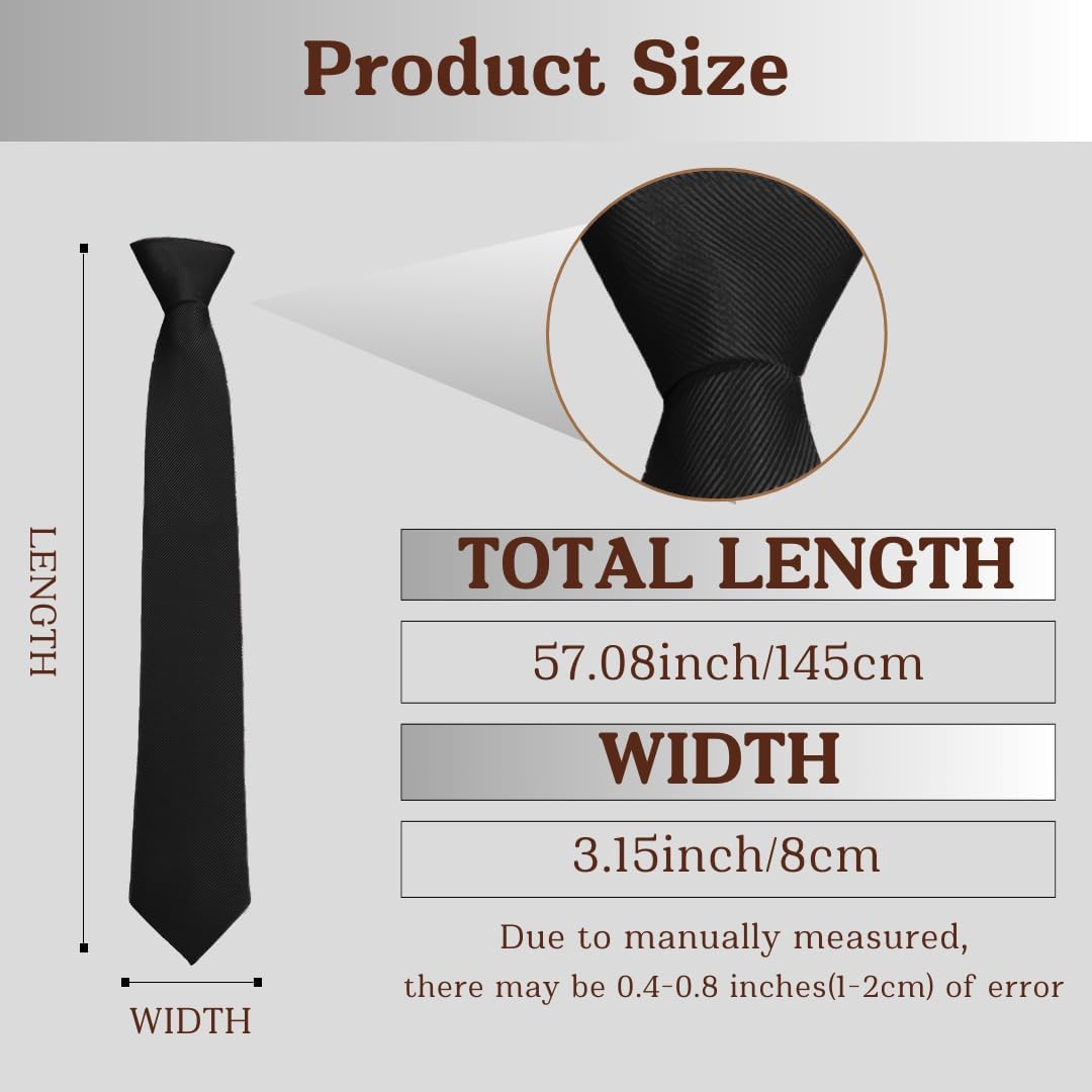 WOXVM Men's Ties Classic Solid Pure Color 3.15" (8CM) Mens Necktie, Premium Formal Black Ties For Men Business Wedding Party