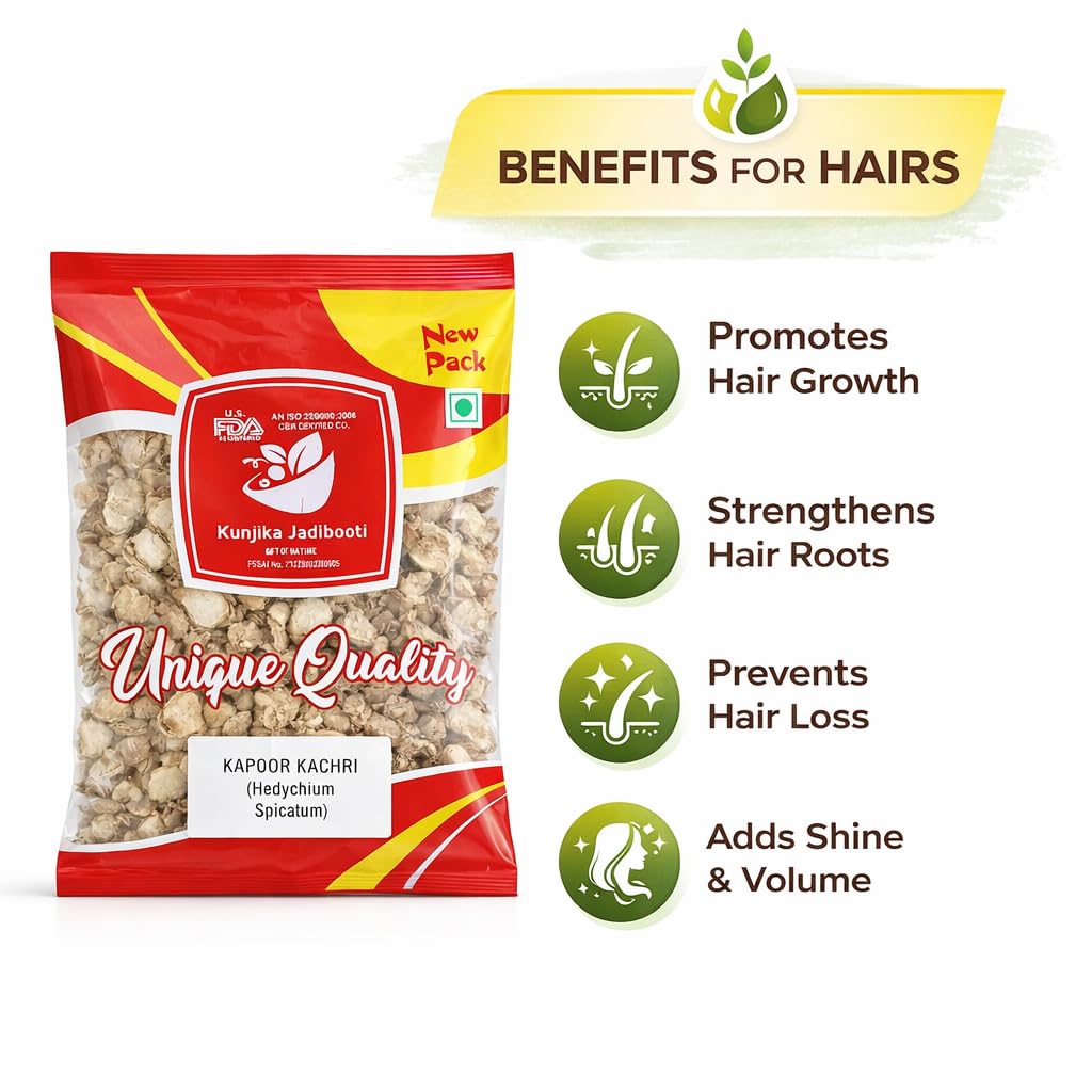 Kunjika Jadibooti Kunjika Jadibooti Kapoor Kachri Whole | Kapur Kachri Root (Hedychium Spicatum) | 100% Natural & Pure Ayurvedic Herb | Aromatic Dried Roots for Hair Care & Herbal Use - 100 gm — Amazon image 4