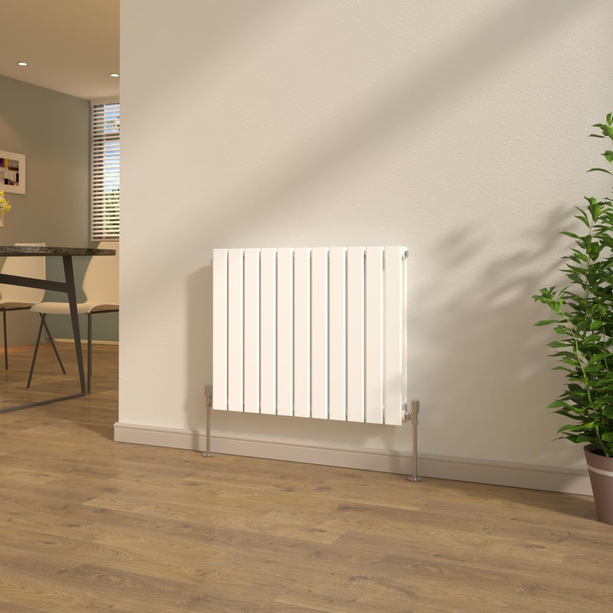 NRG Double Column Designer Radiator 600x748mm White with Valves