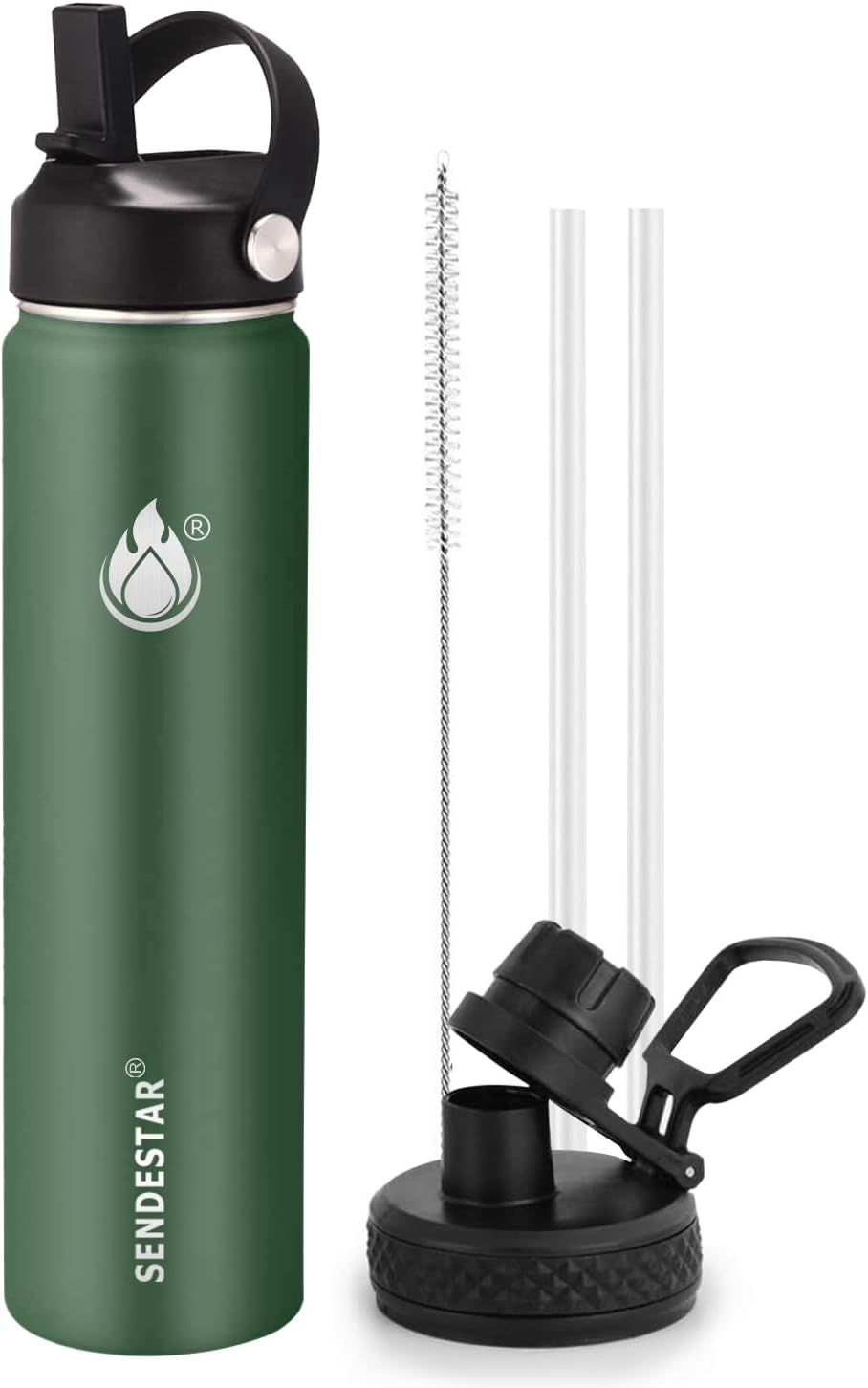 Insulated Water Bottle 24 oz with Straw, Stainless Steel Wide Mouth Water Bottle, Double Wall Vacuum Leak Proof with Straw Lid & Spout Lid for Sports or Office, Keep Cold or Hot Up to 24 Hrs Insulated Water Bottle 24 oz with Straw, Stainless Steel Wide Mouth Water Bottle, Double Wall Vacuum Leak Proof with Straw Lid & Spout Lid for Sports or Office, Keep Cold or Hot Up to 24 Hrs