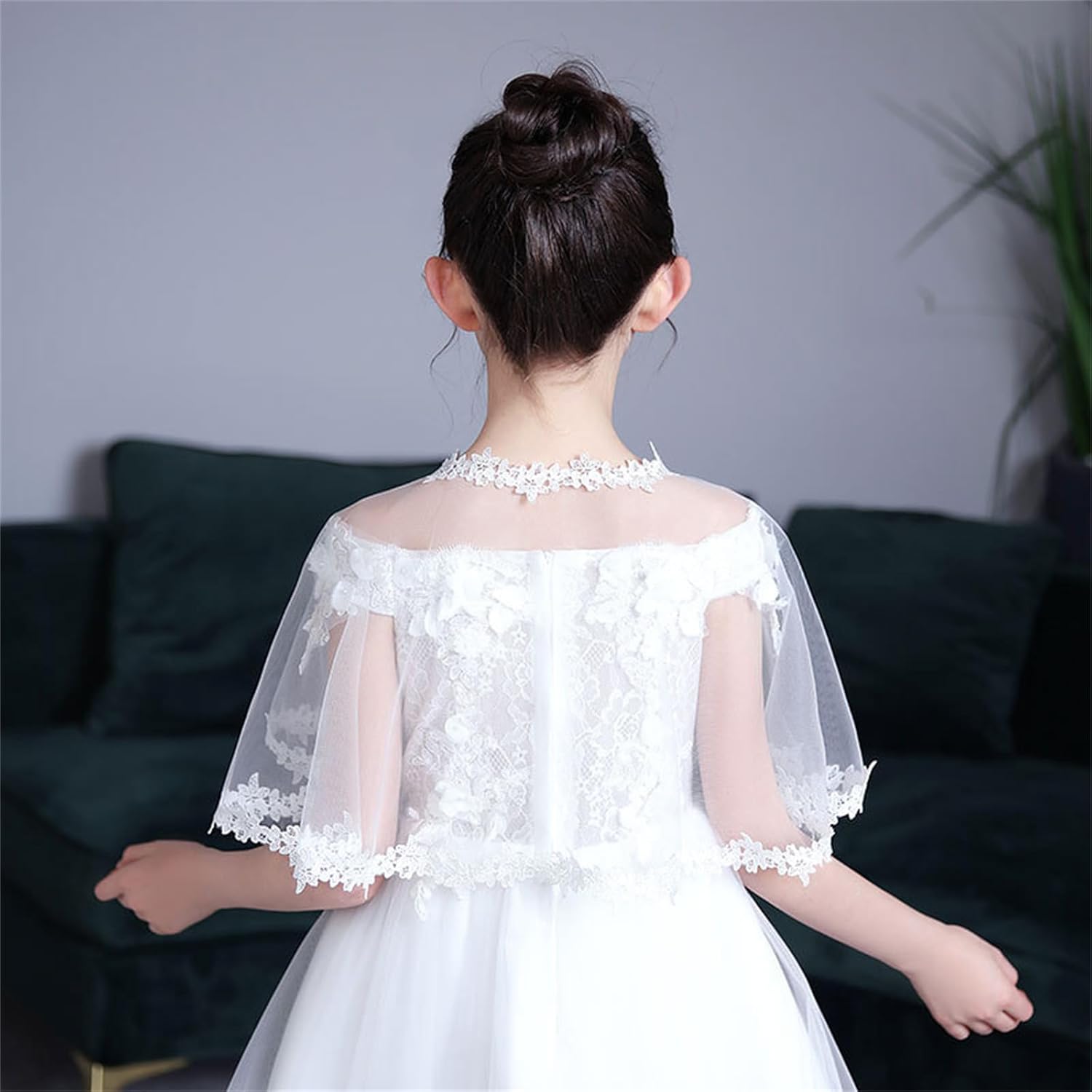 White Lace Cape Floral Bolero Cardigan Shrug Cover Up Jacket for Girls Kids Toddler Child - Image 5