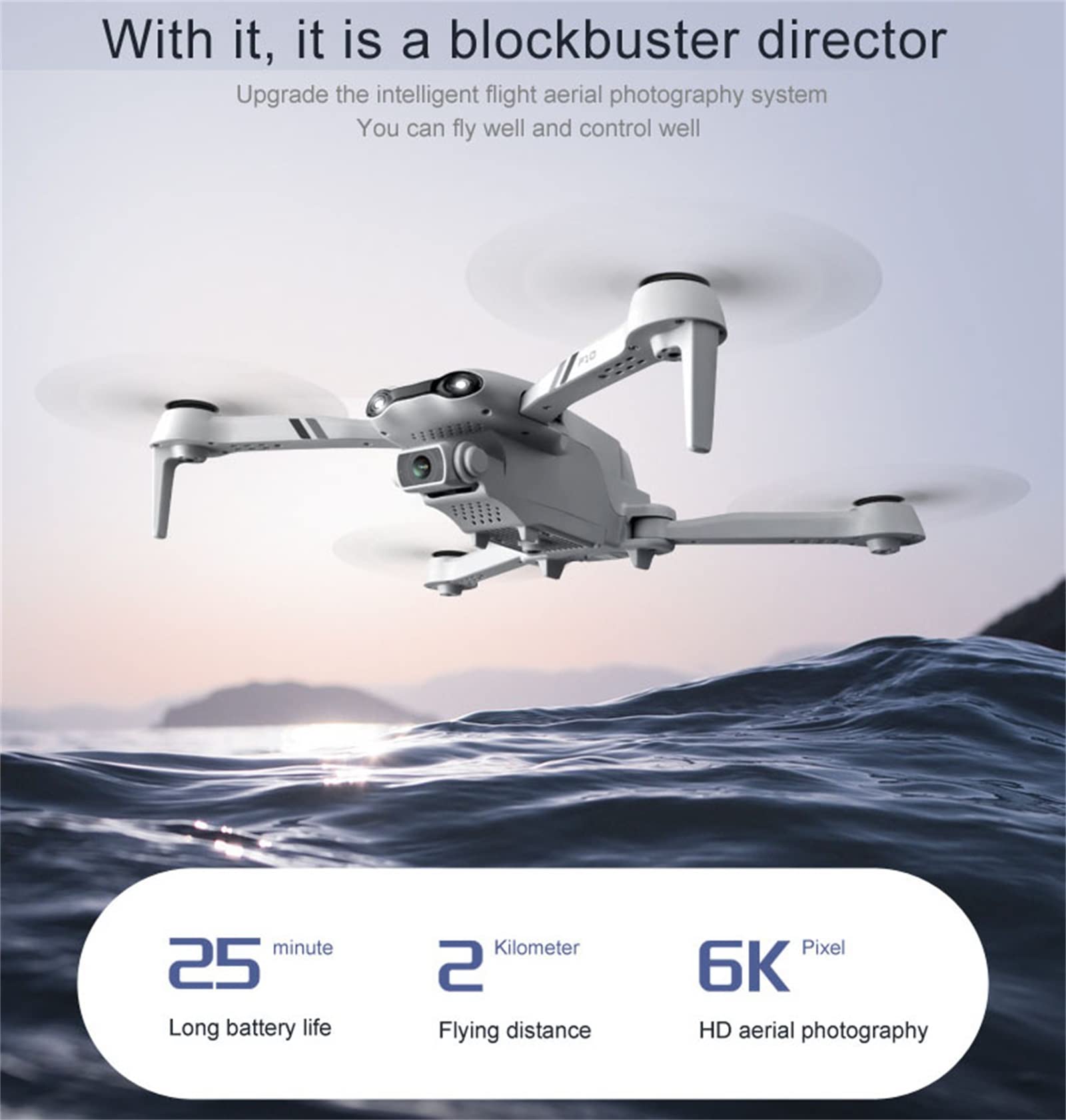 Drone, UAV, piksele na poziomie filmu 6K, system zapobiegaj膮cy zgubieniu GPS, transmisja obrazu 5G wifi w wysokiej rozdzielczo艣ci, obiektyw do pozycjonowania przep艂ywu optycznego, swo