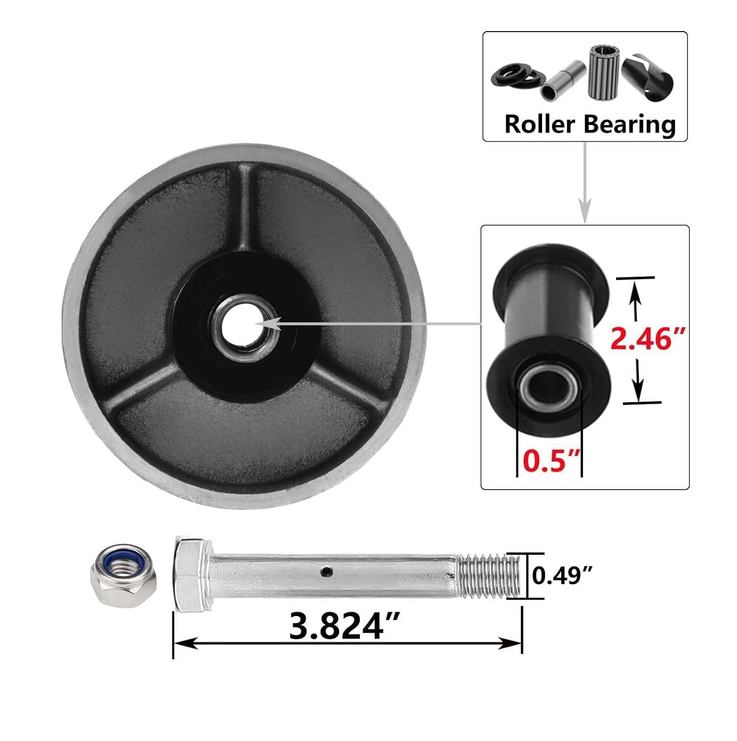 SY America 4" 4 Pack Plate Caster, Heavy Duty Steel Cast Iron Wheel w/Top Plate Caster Extra Width 2 inches 2800 lbs Total Capacity (4 inches Pack of 4, Silver 2 Swivel w/Brakes & 2 Rigid)