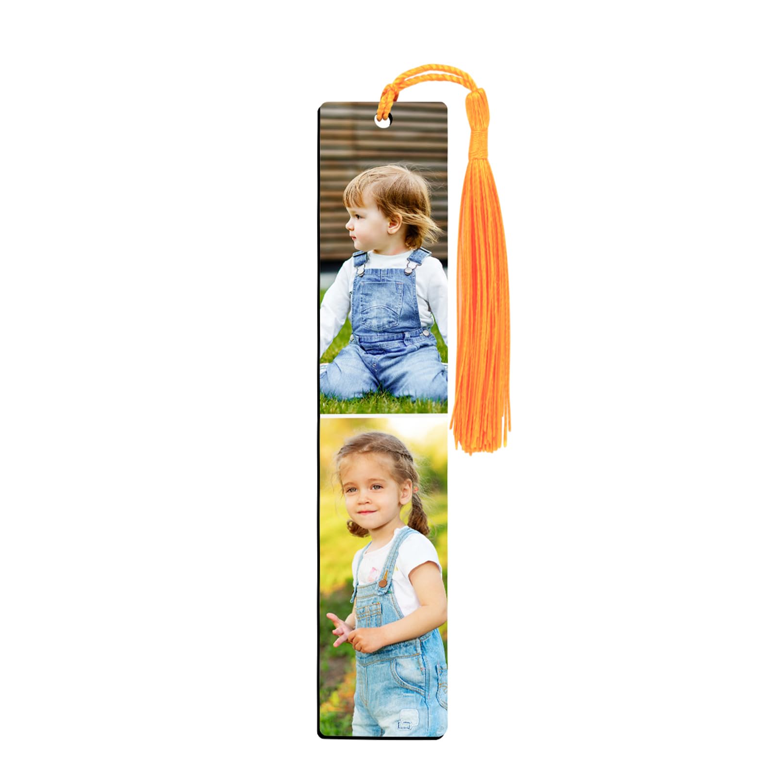 Personalised Bookmark with 2 Photos, Custom Bookmarks with Tassel for Read Enthusiast Student Teacher, 5.9x1.18in, Printing on 2 Side