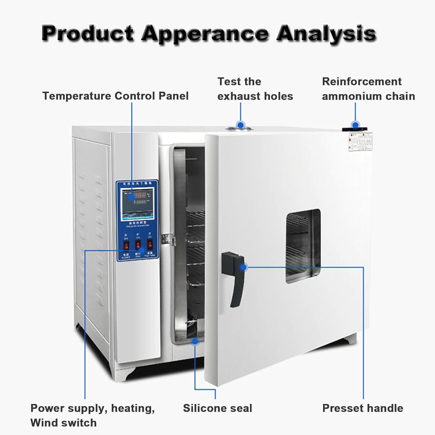 Estufa De Secado De Laboratorio Estufa De Secado por ConveccióN De Aire Forzado Digital Galvanizada, Estufa De Secado por Aire Forzado (5-300°C) para Secado Y Tratamiento TéRmico,15L