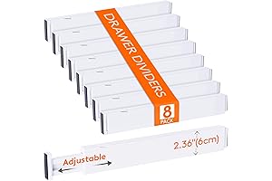 Lifewit Plastic Drawer Dividers, Expandable Storage Organizers, 2.36” High, 16”-22” Adjustable, 8 Pack
