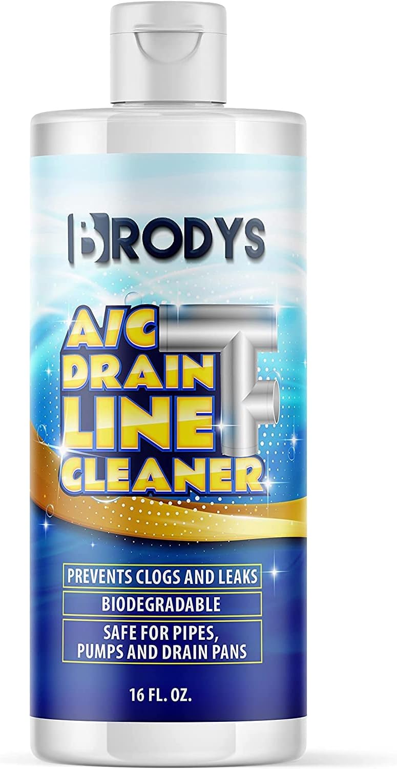 Brodys - A/C HVAC Drain Line Cleaner, 16oz Bottle, 2 MONTH SUPPLY, (Great to use at home, in the office, at restaurants and large commercial buildings)