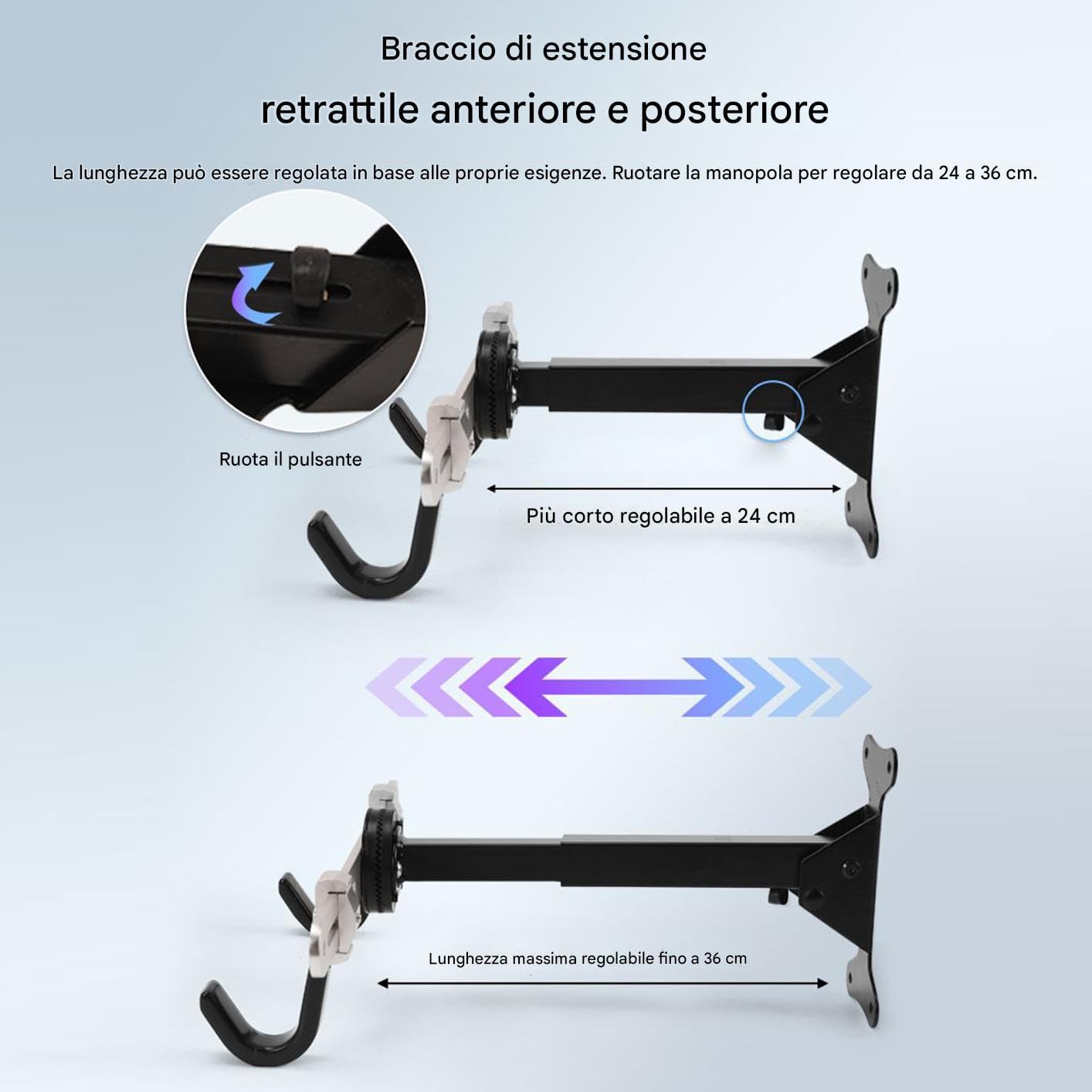 Supporto Per Biciclette A Parete Gancio Regolabile | Portabiciclette Verticale Per Il Montaggio A Parete Per Garage Officina Casa Risparmio Spazio Esposizione