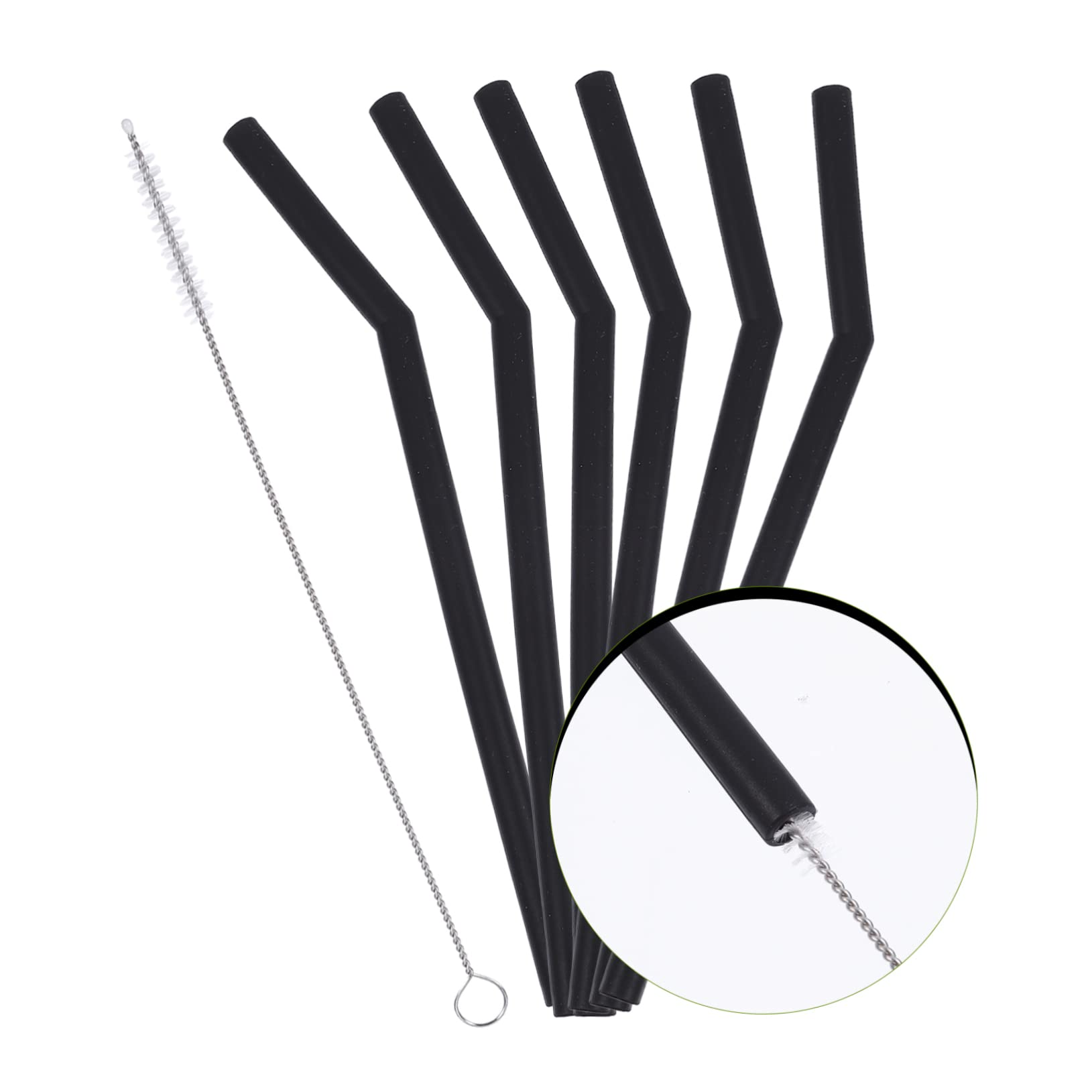 Amosfun 48 Stück 1 Satz Strohhalm Aus Schwarzem Silikon Tragbare Strohhalme Strand Strohhalme Faltbare Strohreinigungsbürsten Wiederverwendbar Black Kieselgel