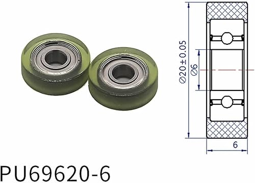 Miniatura 5 de Diámetro 0.787 in, rodamiento de poliuretano PU, polearodillo suave recubierto de goma, ancho 0.236 in por favor (color  agujero 5, tamaño 5 piezas)